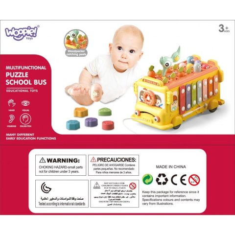 WOOPIE BABY Interaktywny Autobus Montessori Edukacyjny 6w1 Młoteczek Cymbałki +18 m