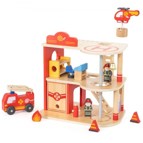 VIGA Drewniany Garaż Remiza Straży Pożarnej Zestaw 14 el
