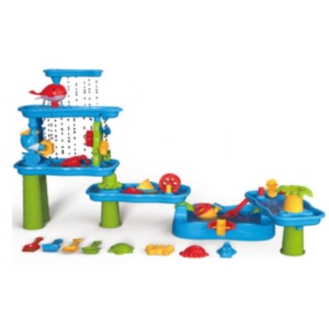 WOOPIE Ogromny Aquapark Stolik Wodny 6w1 Piaskownica Wodospad Tor Wodny 6-poziomowy Modułowy