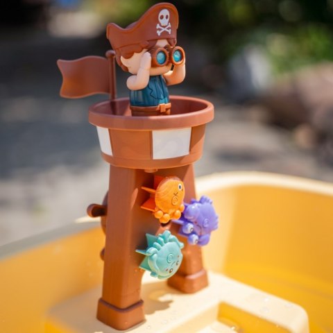 WOOPIE Stolik Wodny 2w1 Piaskownica Statek Piracki z Parasolem XL z Maszyna do Robienia Baniek Mydlanych