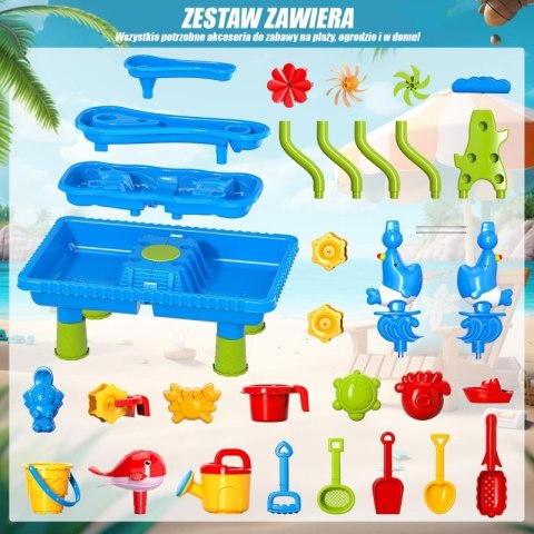 WOOPIE Stolik Wodny 4w1 Piaskownica Wodospad XL 4-Poziomowy Delfin