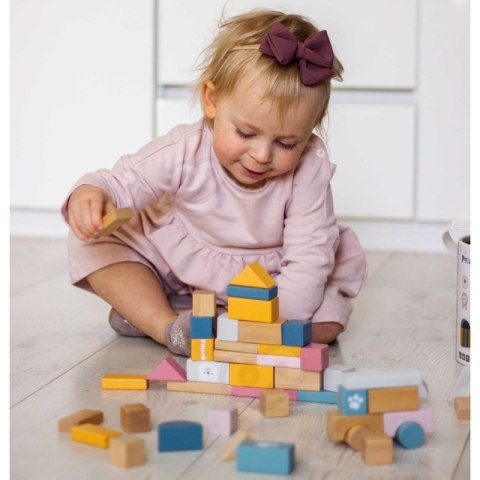 VIGA PolarB Zestaw drewnianych klocków w wiaderku - 60 elementów 2+