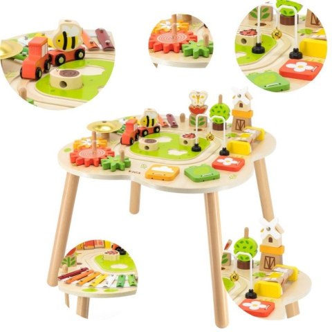 VIGA PolarB Stół Stolik Edukacyjny Aktywności Piramidka Cymbałki Sensoryka Montessori 18m+