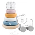 VIGA PolarB Zestaw Miś Polarny Drewniana Piramidka + Miś Polarny do Ciągnięcia 18m+