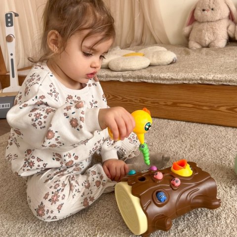 WOOPIE Magnetyczna Gra Zręcznościowa Złap Robaczka 2 Dzięcioły + 10 Robaczków