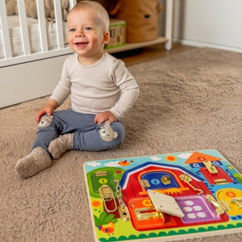 TOOKY TOY Tablica Manipulacyjna Zamki Obrazki Farma