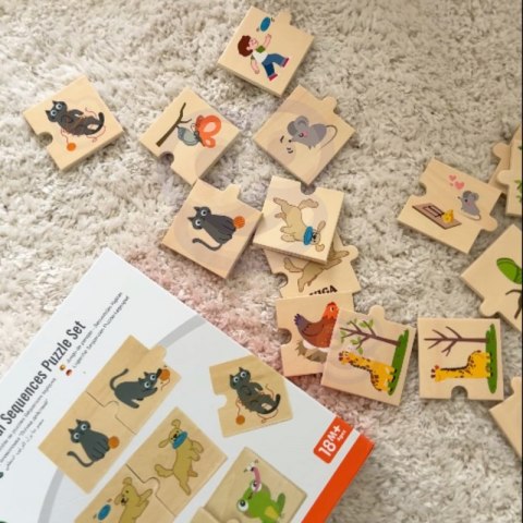 VIGA Drewniana Układanka Puzzle Dopasuj Czynności Zwierząt