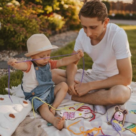 WOOPIE GREEN Drewniana Sznurowanka 5w1 Zwierzątka do Nawlekania