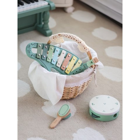 CLASSIC WORLD Drewniany Zestaw Instrumentów Muzycznych Flet Tamburyn Kastaniet Cymbałki