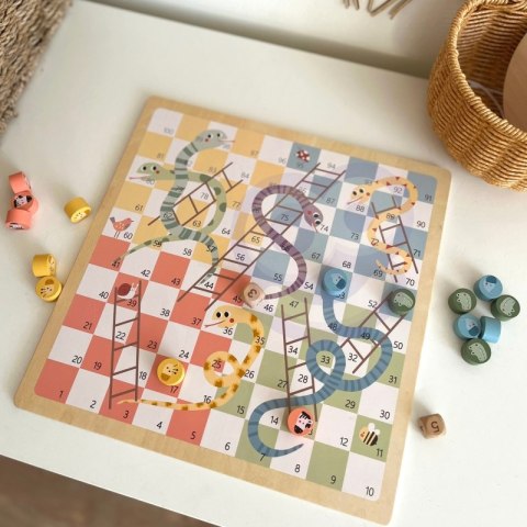 WOOPIE GREEN Gry Planszowe Logiczne 2w1 Ludo Chińczyk + Węże i Drabiny