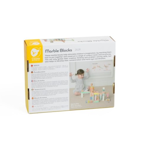 CLASSIC WORLD Drewniany Tor Kulkowy Domino Kulodrom Klocki z Cymbałkami