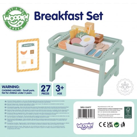 WOOPIE GREEN Zestaw Śniadaniowy i Restauracja - Zabawa w Zamawianie z Tacą i Akcesoriami