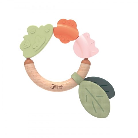 CLASSIC WORLD Drewniana Grzechotka Sensoryczna Gryzak 2w1