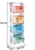 Regał plastikowy na kółkach BOBBY z 4 półkami