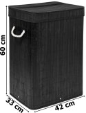 Kosz na pranie bambusowy z pokrywą SOREN 80L czarny