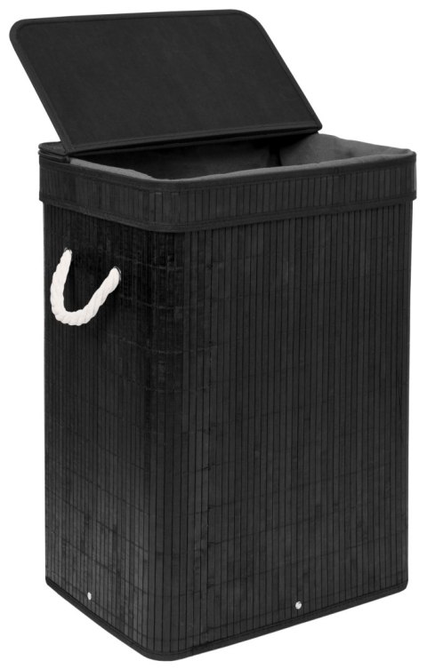 Kosz na pranie bambusowy z pokrywą SOREN 80L czarny