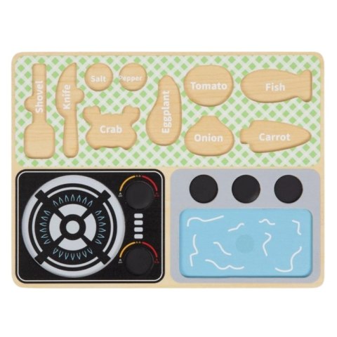 TOOKY TOY Drewniana Kuchnia z Akcesoriami - Zestaw Małego Kucharza