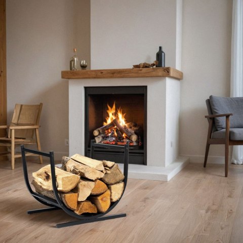 Stojak na drewno TURYN metalowy czarny