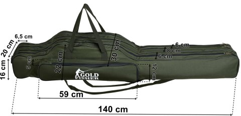Pokrowiec na wędki 140 cm Gold Fisher 3 komory