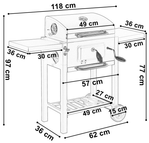 Grill węglowy ogrodowy CARBON czarny