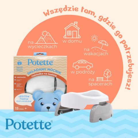2w1 Potette: Nocnik dla dziecka i nakładka na toaletę, biało-niebieski, Potette