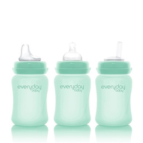 Szklana butelka ze smoczkiem S,150 ml, miętowa, Everyday Baby