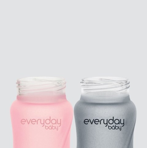 Szklana butelka ze smoczkiem S, 150 ml, różowa, Everyday Baby