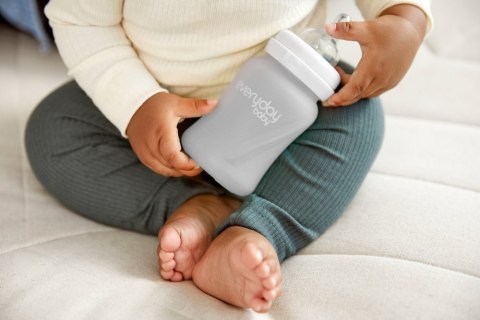 Szklana butelka ze smoczkiem S, 150 ml, szara, Everyday Baby