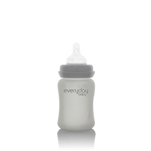 Szklana butelka ze smoczkiem S, 150 ml, szara, Everyday Baby