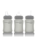 Szklana butelka ze smoczkiem S, 150 ml, szara, Everyday Baby