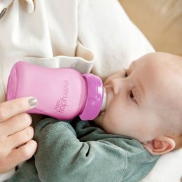 Szklana butelka ze smoczkiem S reagująca na temperaturę, 150 ml, wiśniowa, Everyday Baby