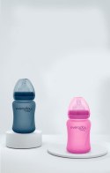 Szklana butelka ze smoczkiem S reagująca na temperaturę, 150 ml, wiśniowa, Everyday Baby