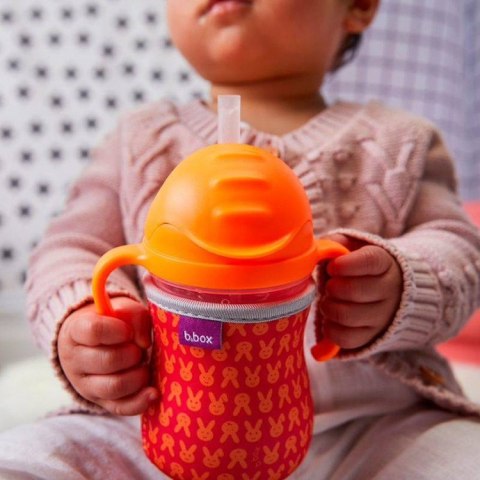 Bidon ze słomką 240 ml, różowy granat, b.box