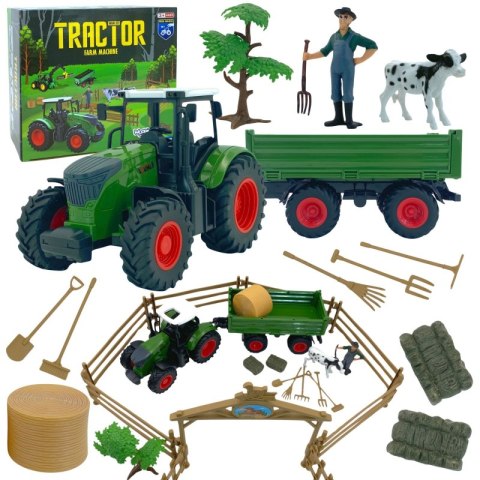 WOOPIE Zestaw Mini Farma Traktor Zwierzęta Osada Farma Rolnik 1:24