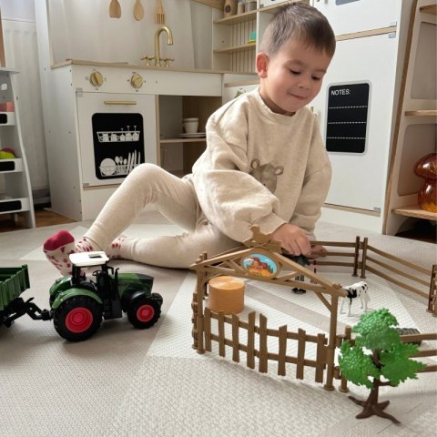 WOOPIE Zestaw Mini Farma Traktor Zwierzęta Osada Farma Rolnik 1:24