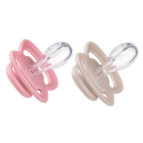 Smoczek dla niemowlaka 2 szt.- symetryczny smoczek silikonowy 6 mies.+ Berry + Blush, b.box