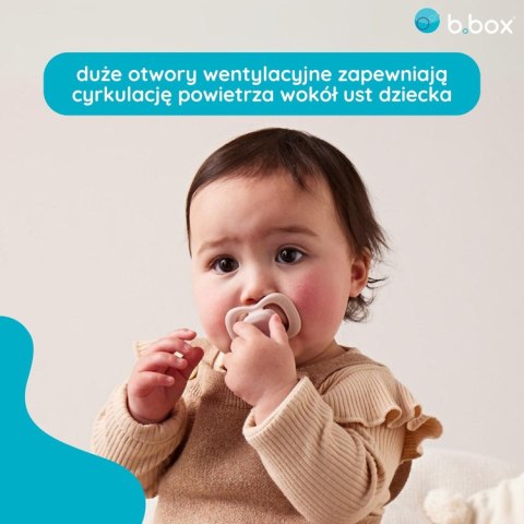 Smoczek dla niemowlaka 2 szt.- symetryczny smoczek silikonowy 6 mies.+ Berry + Blush, b.box