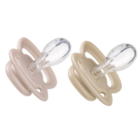 Smoczek dla niemowlaka 2 szt.- symetryczny smoczek silikonowy 6 mies.+ Blush + Latte, b.box