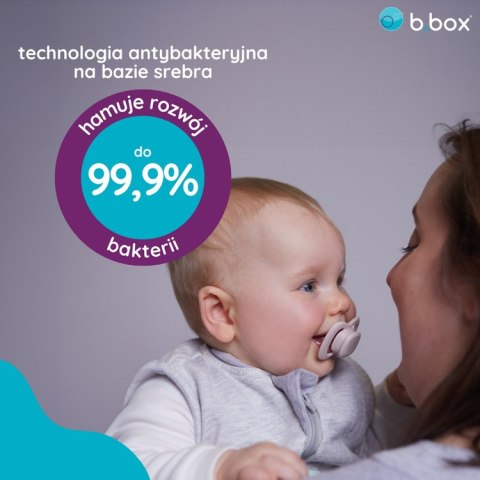 Smoczek dla niemowlaka 2 szt.- symetryczny smoczek silikonowy 6 mies.+ Blush + Latte, b.box