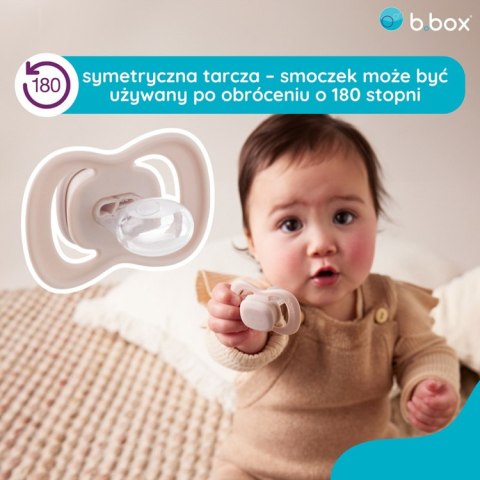 Smoczek dla niemowlaka 2 szt.- symetryczny smoczek silikonowy 6 mies.+ Blush + Latte, b.box