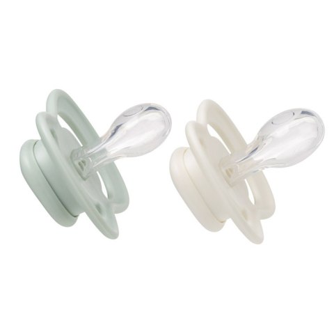 Smoczek dla noworodka i niemowlaka 2 szt.- symetryczny smoczek silikonowy 0 - 6 mies., Sage + Vanilla, b.box