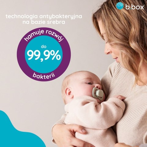 Smoczek dla noworodka i niemowlaka 2 szt.- symetryczny smoczek silikonowy 0 - 6 mies., Sage + Vanilla, b.box