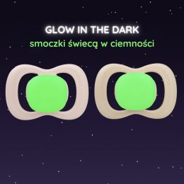 Smoczek silikonowy symetryczny 0 - 6 mies. 2 szt. glow in the dark Blush + Latte, b.box