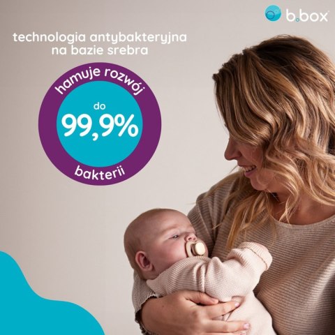 Smoczek silikonowy symetryczny 0 - 6 mies. 2 szt. glow in the dark Blush + Latte, b.box