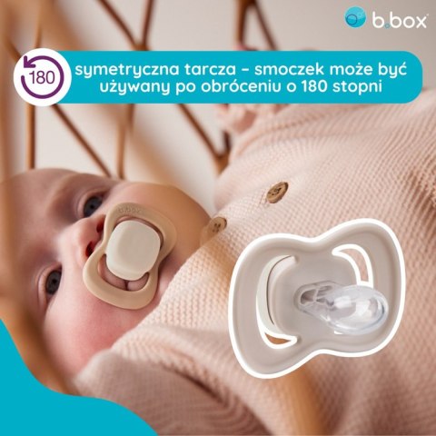 Smoczek silikonowy symetryczny 0 - 6 mies. 2 szt. glow in the dark Blush + Latte, b.box