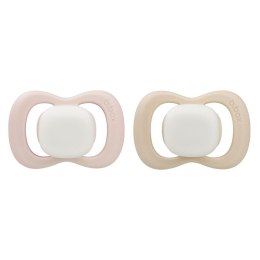 Smoczek silikonowy symetryczny 6 mies.+ 2 szt. glow in the dark Blush + Latte, b.box
