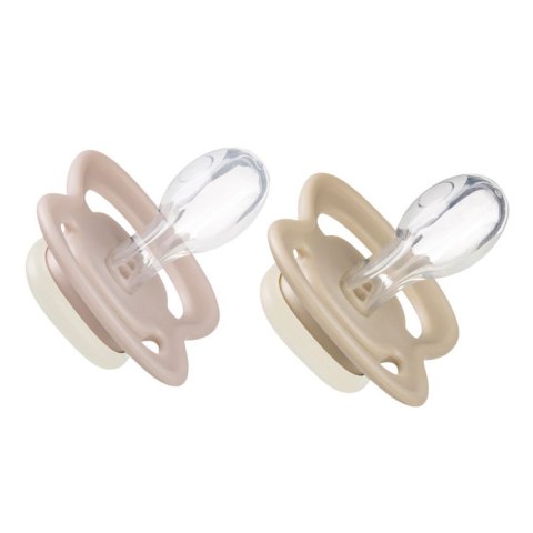 Smoczek silikonowy symetryczny 6 mies.+ 2 szt. glow in the dark Blush + Latte, b.box