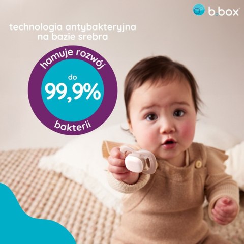 Smoczek silikonowy symetryczny 6 mies.+ 2 szt. glow in the dark Blush + Latte, b.box