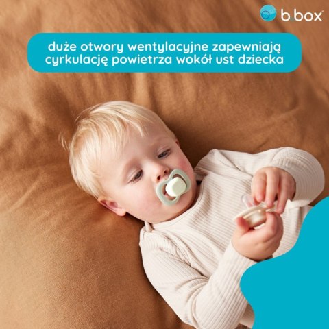 Smoczek silikonowy symetryczny 6 mies.+ 2 szt. glow in the dark Sky + Sage, b.box