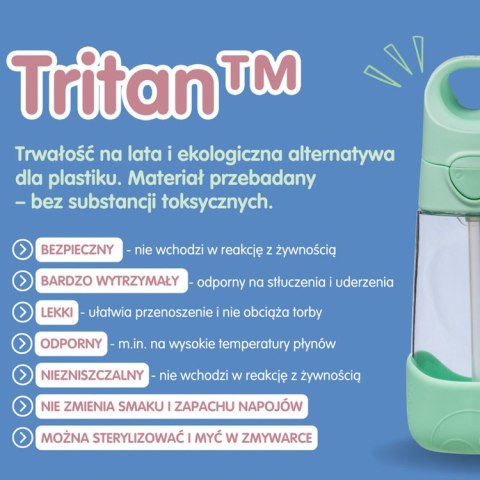 Butelka tritanowa ze słomką 450 ml, Spearmint, b.box